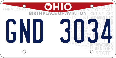 OH license plate GND3034