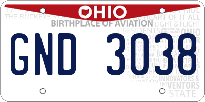 OH license plate GND3038