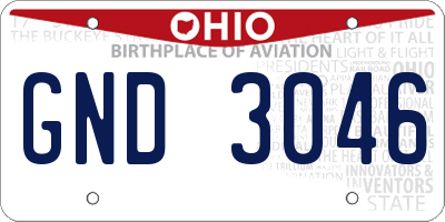 OH license plate GND3046