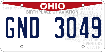 OH license plate GND3049