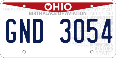 OH license plate GND3054
