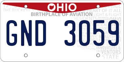 OH license plate GND3059