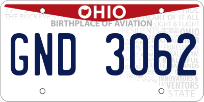 OH license plate GND3062