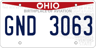 OH license plate GND3063