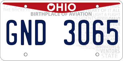 OH license plate GND3065