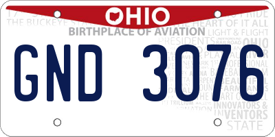 OH license plate GND3076