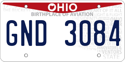 OH license plate GND3084
