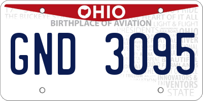 OH license plate GND3095