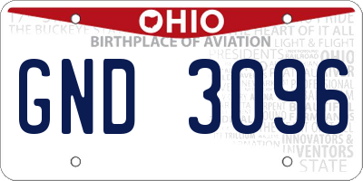OH license plate GND3096
