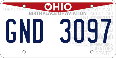 OH license plate GND3097