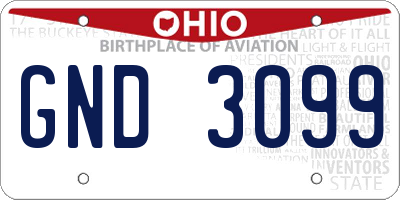 OH license plate GND3099