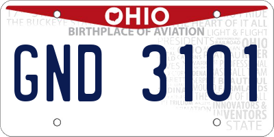 OH license plate GND3101
