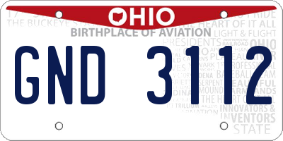 OH license plate GND3112