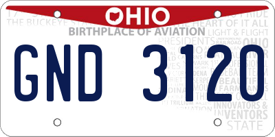 OH license plate GND3120