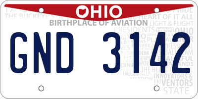 OH license plate GND3142
