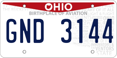OH license plate GND3144