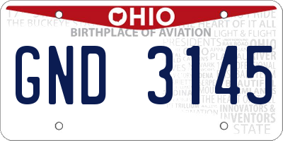 OH license plate GND3145