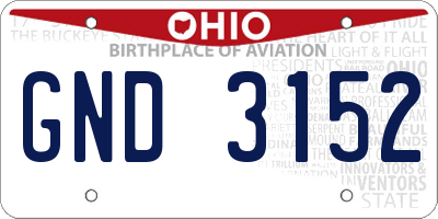 OH license plate GND3152