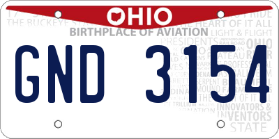 OH license plate GND3154