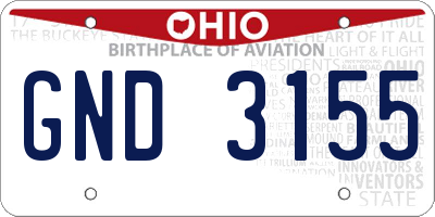 OH license plate GND3155