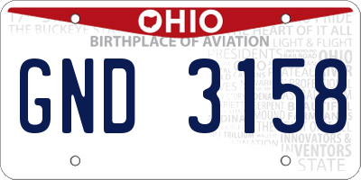 OH license plate GND3158