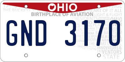 OH license plate GND3170
