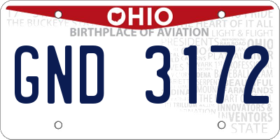 OH license plate GND3172