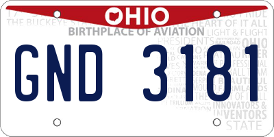 OH license plate GND3181