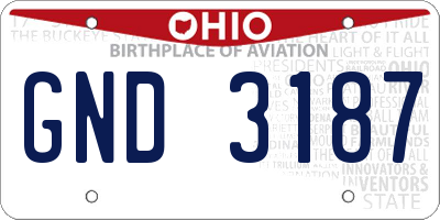 OH license plate GND3187