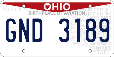 OH license plate GND3189