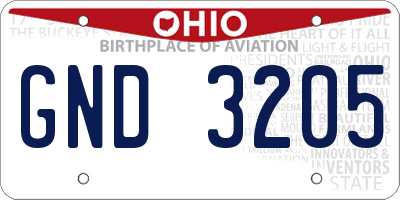 OH license plate GND3205