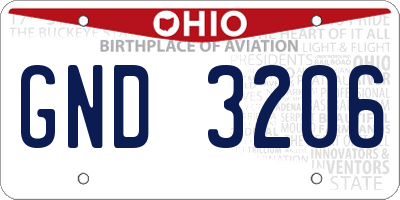 OH license plate GND3206