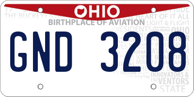 OH license plate GND3208