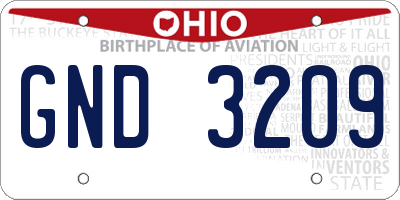 OH license plate GND3209