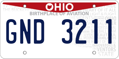 OH license plate GND3211