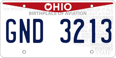OH license plate GND3213