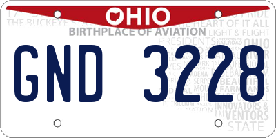 OH license plate GND3228
