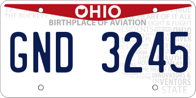 OH license plate GND3245