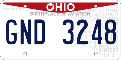 OH license plate GND3248
