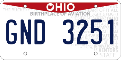 OH license plate GND3251