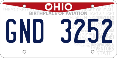 OH license plate GND3252
