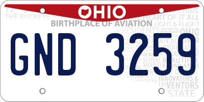 OH license plate GND3259