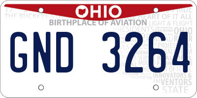 OH license plate GND3264