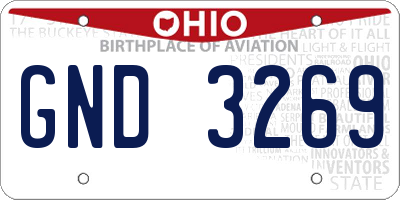 OH license plate GND3269