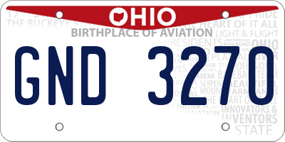 OH license plate GND3270
