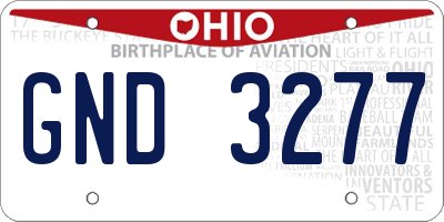 OH license plate GND3277
