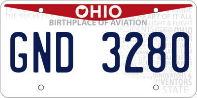 OH license plate GND3280