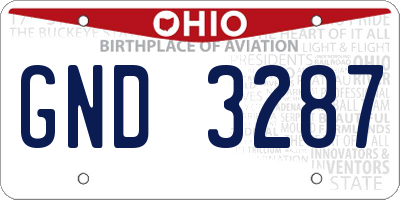 OH license plate GND3287