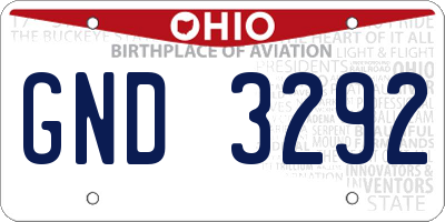 OH license plate GND3292