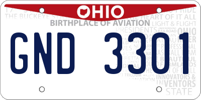 OH license plate GND3301